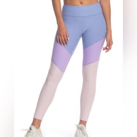 Outdoor Voices 7/8 Springs Tri-Color Block Leggings Lilac Lavender Dahlia Large - Picture 1 of 5